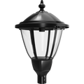 RAB HTG-RB/480/MVS Heritage Round Outdoor Post Top Light – 60W-120W Selectable – Type III/Type V Distribution – 3000K/4000K/5000K Selectable – 5089-15401 Lumens – 480V – Multi-Level Motion Sensor – Black Finish