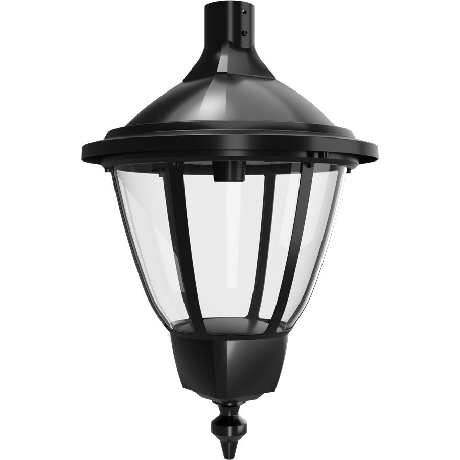 RAB HTG-RPB/MVS Heritage Round Outdoor Pendant Light – 60W-120W Selectable – Type III/Type V Distribution – 3000K/4000K/5000K Selectable – 5089-15401 Lumens – 120-277V – Multi-Level Motion Sensor – Black Finish