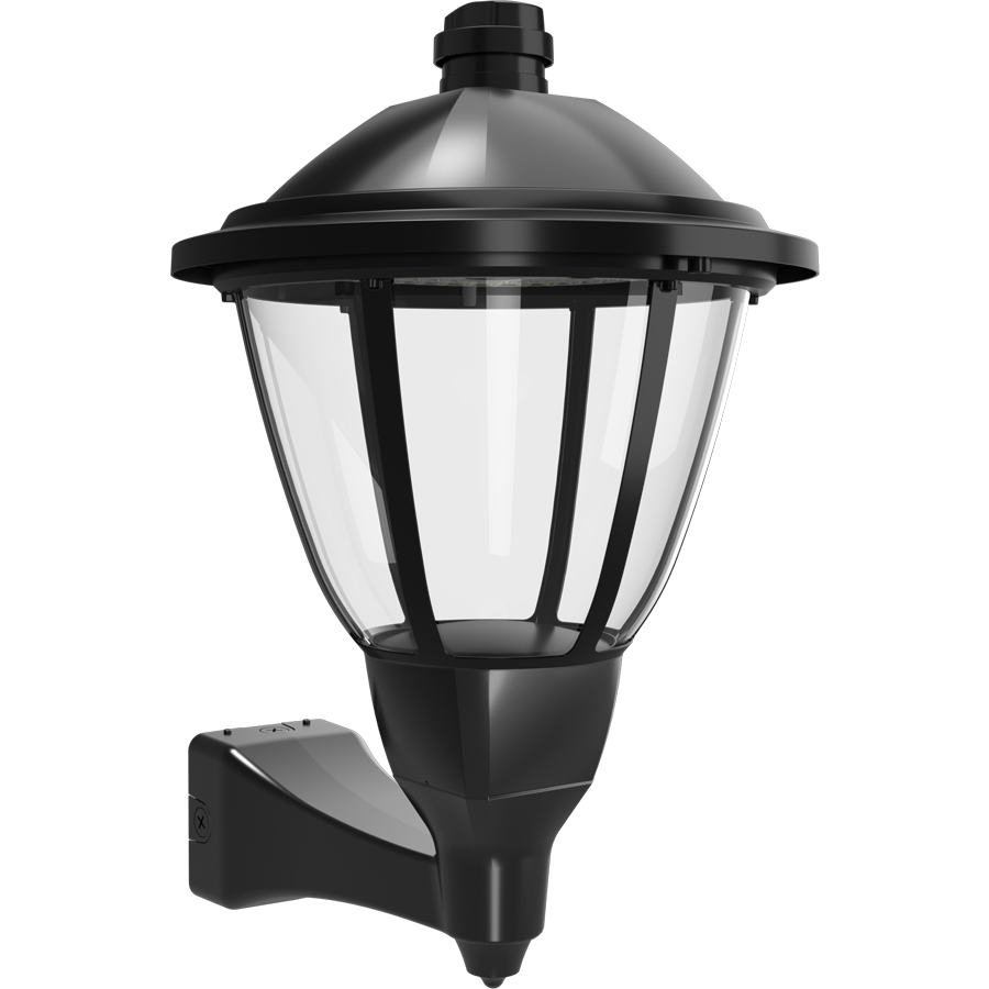 RAB HTG-RWMB/480/7PRS Heritage Round Outdoor Wall Sconce – 60W-120W Selectable – Type III/Type V Distribution – 3000K/4000K/5000K Selectable – 5089-15401 Lumens – 480V – NEMA 7-Pin Photocontrol Receptacle – Black Finish