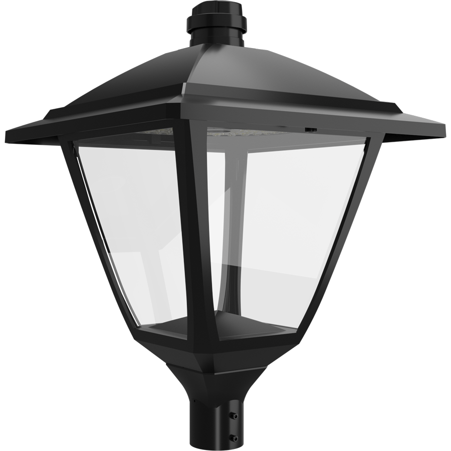 RAB HTG-SB/7PRS Heritage Square Outdoor Post Top Light – 60W-120W Selectable – Type III/Type V Distribution – 3000K/4000K/5000K Selectable – 5089-15401 Lumens – 120-277V – NEMA 7-Pin Photocontrol Receptacle – Black Finish