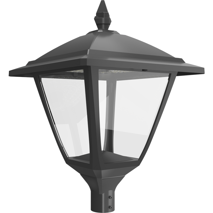 RAB HTG-S/480 Heritage Square Outdoor Post Top Light – 60W-120W Selectable – Type III/Type V Distribution – 3000K/4000K/5000K Selectable – 5089-15401 Lumens – 480V – Bronze Finish