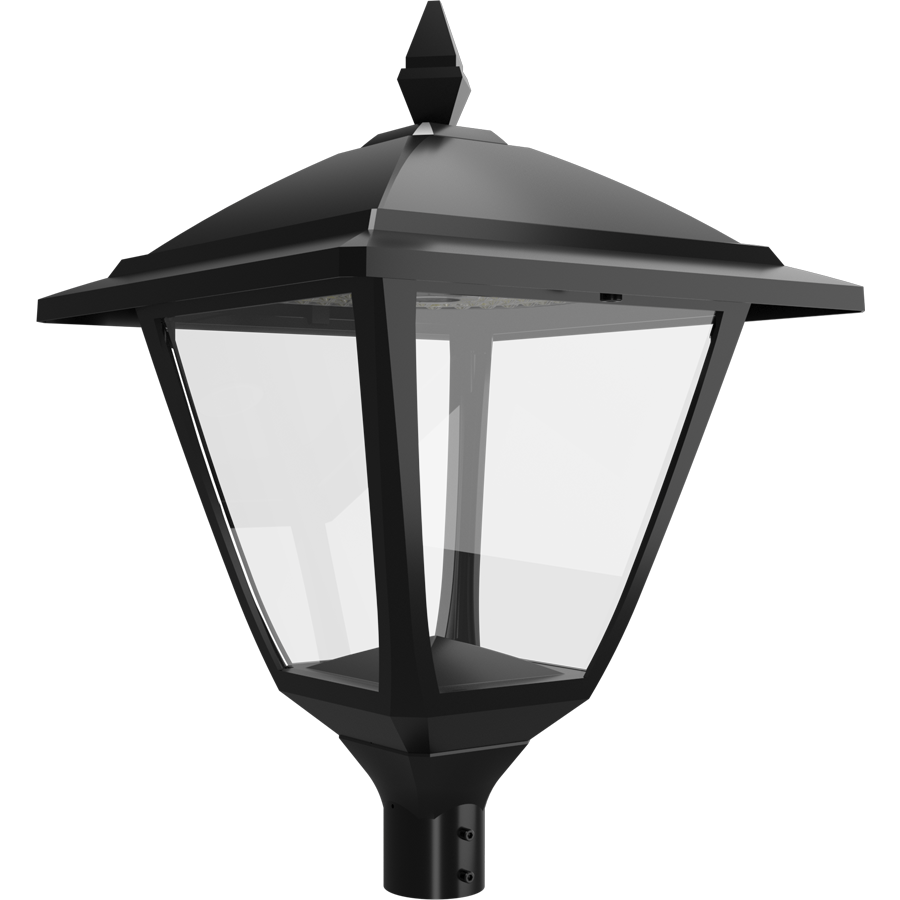 RAB HTG-SB Heritage Square Outdoor Post Top Light – 60W-120W Selectable – Type III/Type V Distribution – 3000K/4000K/5000K Selectable – 5089-15401 Lumens – 120-277V – Black Finish
