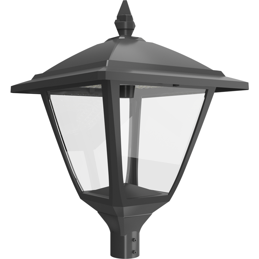 RAB HTG-S/LCBS/MVS Heritage Square Outdoor Post Top Light – 60W-120W Selectable – Type III/Type V Distribution – 3000K/4000K/5000K Selectable – 5089-15401 Lumens – 120-277V – Lightcloud Blue – Multi-Level Motion Sensor – Bronze Finish