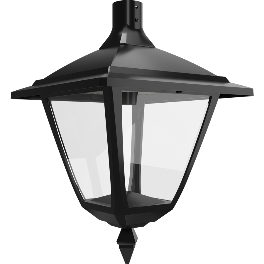 RAB HTG-SPB/MVS Heritage Square Outdoor Pendant Light – 60W-120W Selectable – Type III/Type V Distribution – 3000K/4000K/5000K Selectable – 5089-15401 Lumens – 120-277V – Multi-Level Motion Sensor – Black Finish