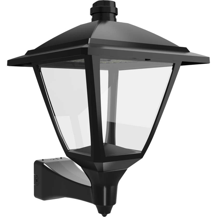 RAB HTG-SWMB/7PRS Heritage Square Outdoor Wall Sconce – 60W-120W Selectable – Type III/Type V Distribution – 3000K/4000K/5000K Selectable – 5089-15401 Lumens – 120-277V – NEMA 7-Pin Photocontrol Receptacle – Black Finish