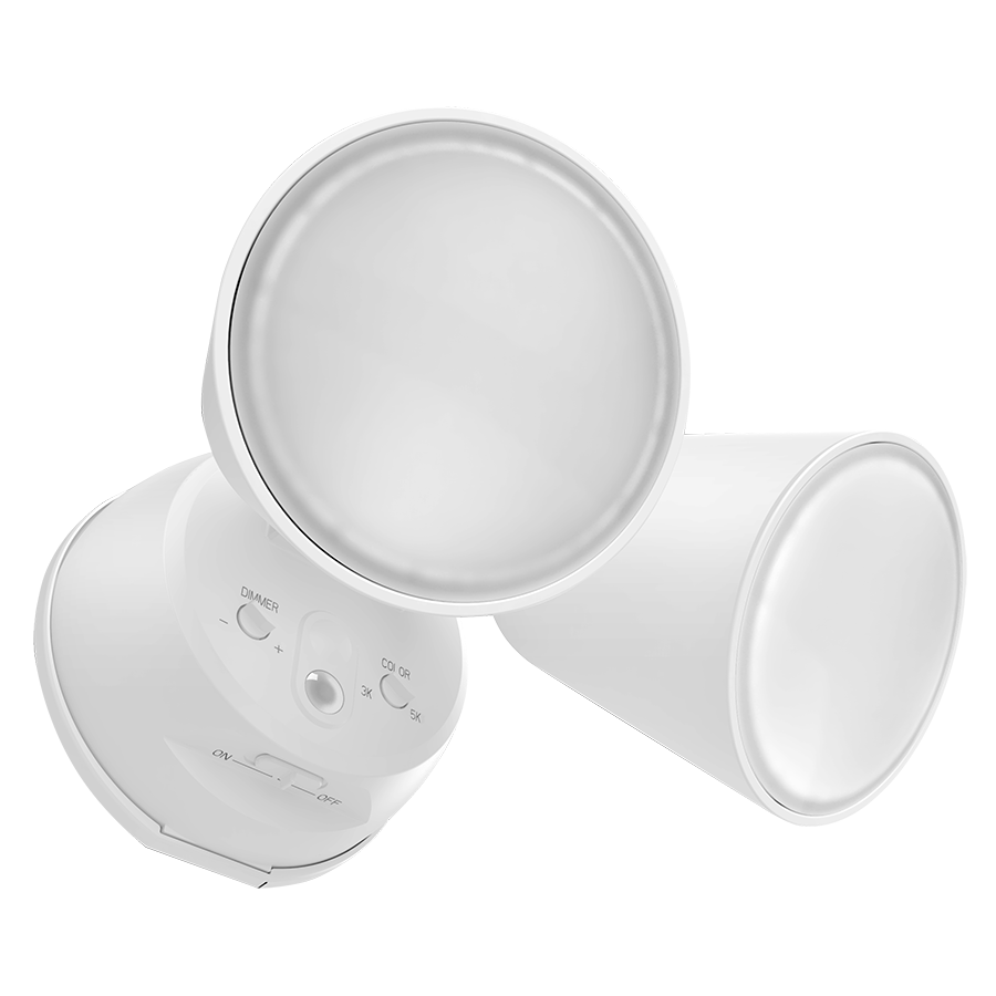 RAB L2XW LUMINATOR Dual Head Flood Light – 20W – Selectable 3000K/4000K/5000K – 2000-2094 Lumens – 120V – No PIR Sensor – White Finish
