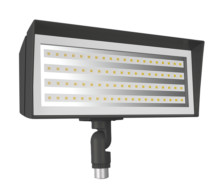 RAB FFLEDXSY FFLED Field-Adjustable X-Small LED Flood Light – 8W/13W/18W Selectable – 3000K – 1289-2495 Lumens – 120-277V – Knuckle Mount – Bronze Finish