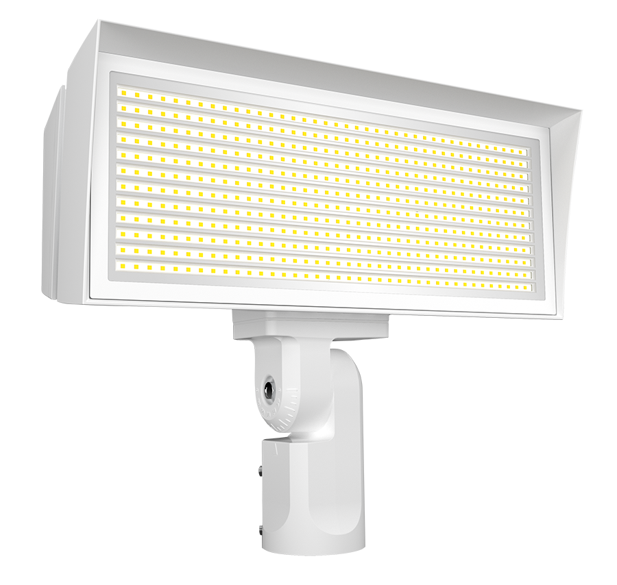 RAB FFLEDLYSFW FFLED Field-Adjustable Large LED Flood Light – 120W/180W/230W Selectable – 3000K – 17411-36140 Lumens – 120-277V – Slipfitter Mount – White Finish