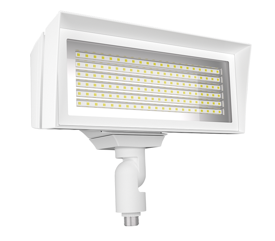 RAB FFLEDMW/7PR FFLED Field-Adjustable Medium LED Flood Light – 52W/80W Selectable – 4000K/5000K Selectable – 8138-10813 Lumens – 120-277V – NEMA 7-Pin Receptacle – White Finish