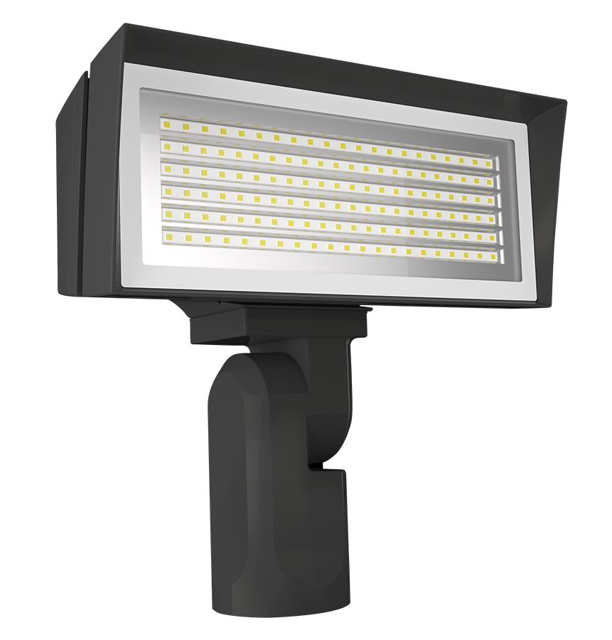 RAB FFLEDMSF/7PR FFLED Field-Adjustable Medium LED Flood Light – 52W/80W Selectable – 4000K/5000K Selectable – 8138-10813 Lumens – 120-277V – NEMA 7-Pin Receptacle – Slipfitter Mount – Bronze Finish
