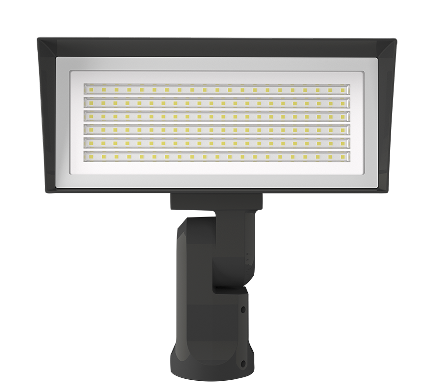 RAB FFLEDMSF/7PR FFLED Field-Adjustable Medium LED Flood Light – 52W/80W Selectable – 4000K/5000K Selectable – 8138-10813 Lumens – 120-277V – NEMA 7-Pin Receptacle – Slipfitter Mount – Bronze Finish