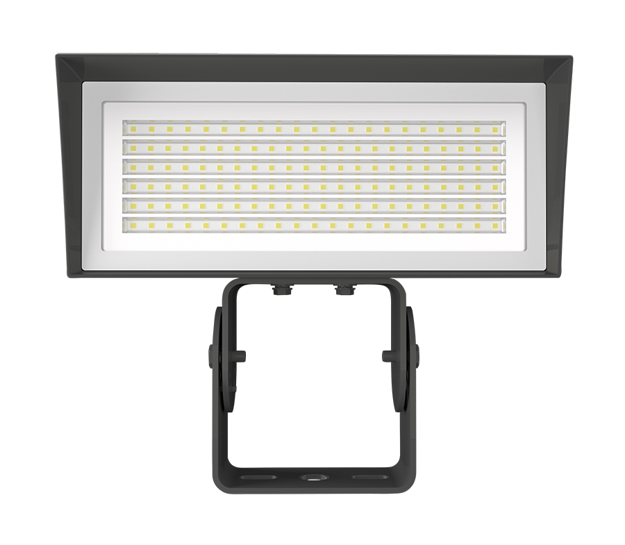 RAB FFLEDMT/PCU FFLED Field-Adjustable Medium LED Flood Light – 52W/80W Selectable – 4000K/5000K Selectable – 8138-10813 Lumens – 120-277V – Photocell – Trunnion Mount – Bronze Finish