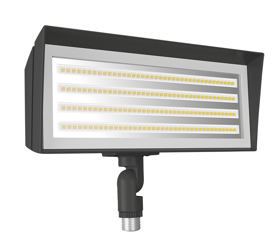 RAB FFLEDS FFLED Field-Adjustable Small LED Flood Light – 18W/26W/39W Selectable – 4000K/5000K Selectable – 2615-6243 Lumens – 120-277V – Knuckle Mount – Bronze Finish