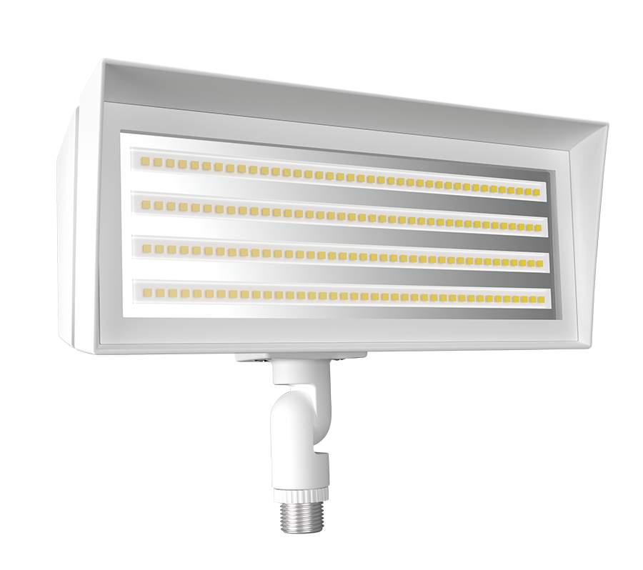 RAB FFLEDSW FFLED Field-Adjustable Small LED Flood Light – 18W/26W/39W Selectable – 4000K/5000K Selectable – 2615-6243 Lumens – 120-277V – Knuckle Mount – White Finish