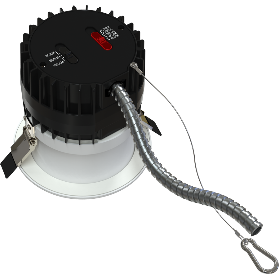 RAB ND22-20-4HRW ND22 4-Inch Modular Downlight – Selectable 20W – 3-Wattage & 5-CCT Selectable – Adjustable Beam Angle – Haze Cone White Round Trim – 120-277V – 1150-1800 Lumens