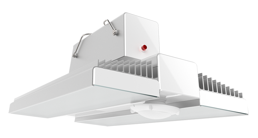 RAB RAIL150N/PIR/E RAIL LED High Bay Light – 150W – 4000K – 19281 Lumens – 120-277V – PIR Occupancy Sensor – Emergency Battery Backup – Aluminum/White Finish