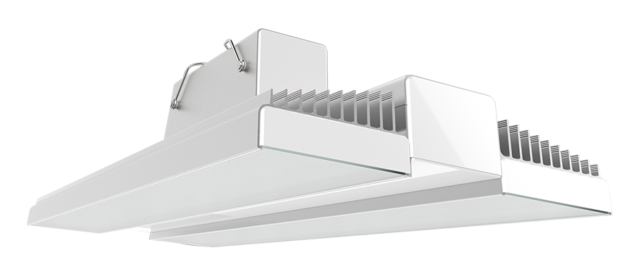 RAB RAIL225N/MVS/E RAIL LED High Bay Light – 225W – 4000K – 35201 Lumens – 120-277V – Microwave Motion Sensor – Emergency Battery Backup – Aluminum/White Finish