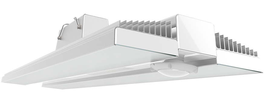 RAB RAIL400/PIR/E RAIL LED High Bay Light – 400W – 5000K – 54007 Lumens – 120-277V – PIR Occupancy Sensor – Emergency Battery Backup – Aluminum/White Finish