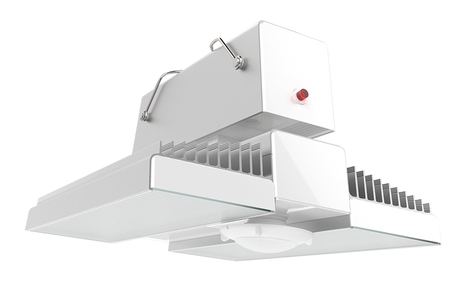 RAB RAIL90/PIR/E RAIL LED High Bay Light – 90W – 5000K – 12737 Lumens – 120-277V – PIR Occupancy Sensor – Emergency Battery Backup – Aluminum/White Finish