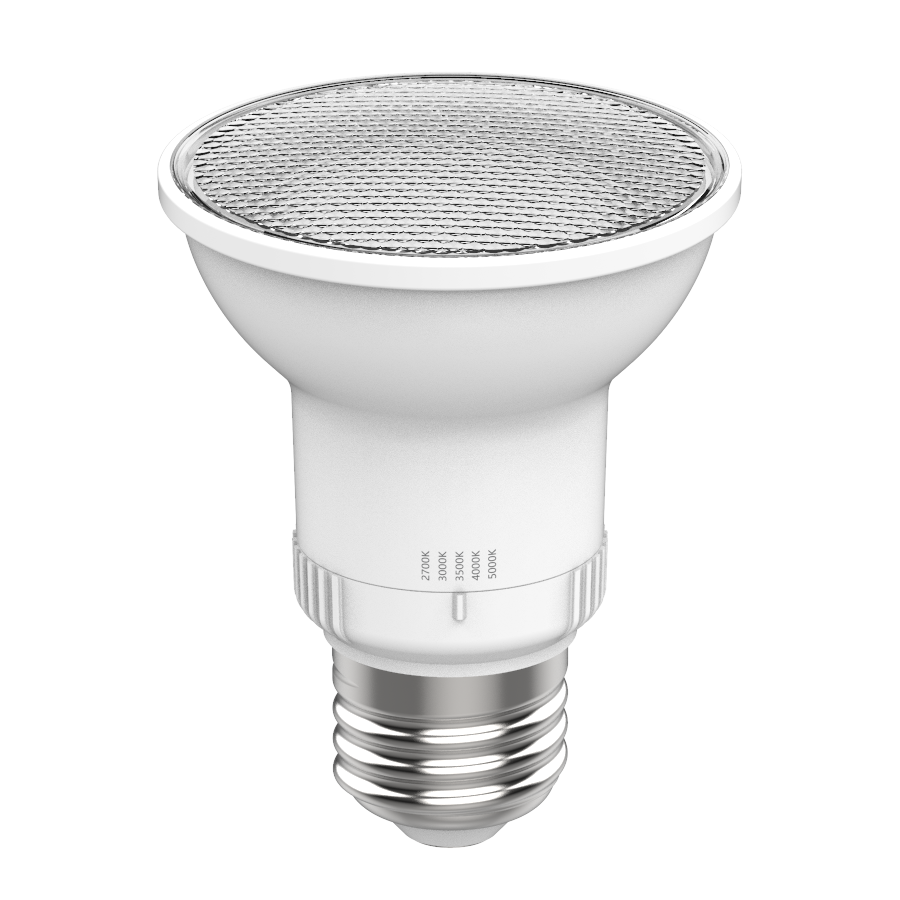 RAB PAR20FA-5.5-9CCT-40D-DIM PAR20 LED Lamp – 5.5W – 50W Equivalent – 40° Beam Angle – Selectable 2700K/3000K/3500K/4000K/5000K – 500 Lumens – Dimmable – 120V