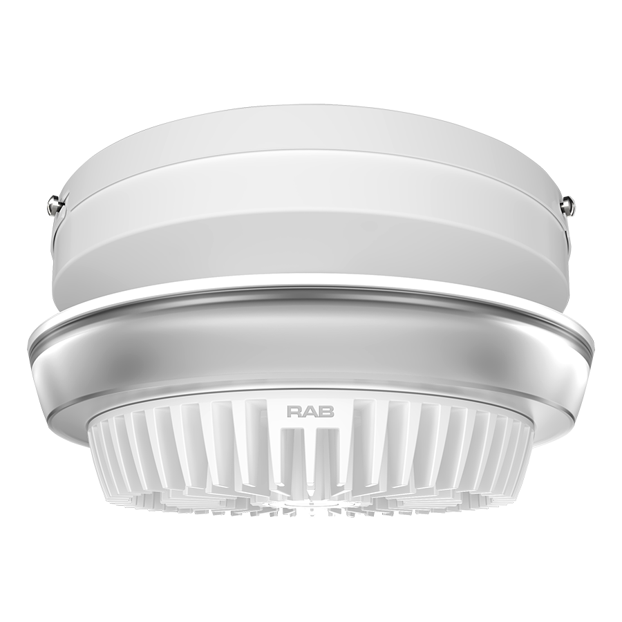 RAB PARK34-70W/E PARK34 Field-Adjustable LED Parking Garage Light – Selectable 50W/60W/70W – Selectable 3000K/4000K/5000K – 6783-9088 Lumens – 120-277V – Emergency Battery Backup – White Finish