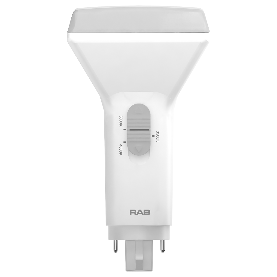 RAB PLC-9.5-V-8FA-DIR PLC Vertical LED Lamp – Type A Ballast Compatible – 9.5W – 4-CCT Selectable – G24Q Base – 1100-1150 Lumens