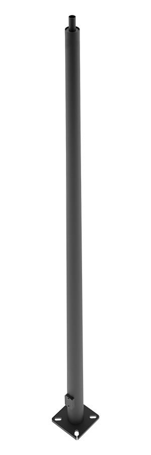 RAB PTR6-07-20WT 20 Ft Round Tapered Steel Light Pole – 6 In Diameter – 7 Gauge – Welded Tenon – Square Base