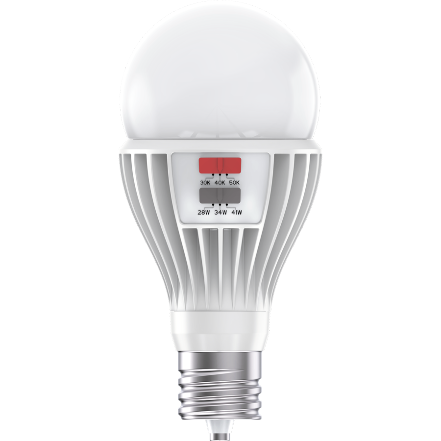 RAB PS30-41S-EX39-8CCT-DIM-UNV PS30 LED Retrofit Lamp – Selectable 41W/36W/30W – Selectable 3000K/4000K/5000K – EX39 Mogul Base – CRI80 – Dimmable – 120-277V – 3947-5859 Lumens