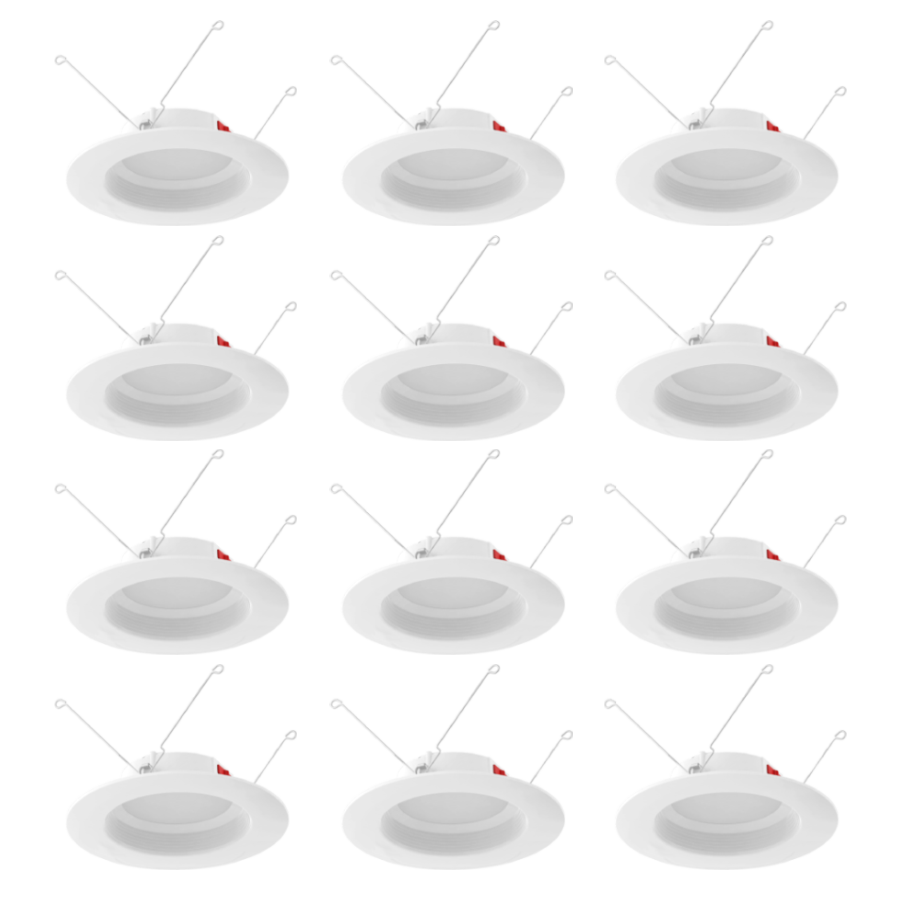 RAB R34-6B/BP 6" Retrofit Downlight - 900 Lumens - 10W - 120V - 5CCT Selectable - Baffle Trim - White - 12 Pack