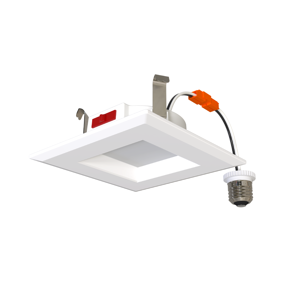 RAB R34S-4 4" Square Retrofit Downlight - 623-678 Lumens - 7W - 120V - 5CCT Selectable - Smooth Trim - White