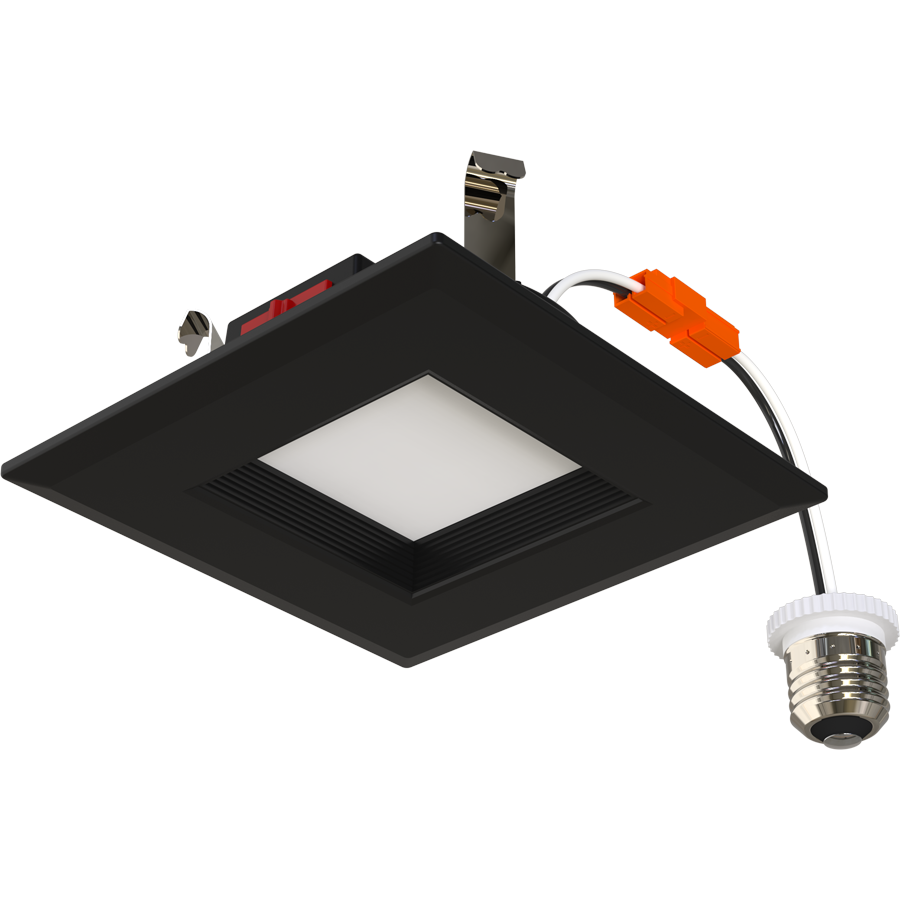 RAB R34S-4B-B 4" Square Retrofit Downlight - 607-634 Lumens - 6W - 120V - 5CCT Selectable - Baffle Trim - Black