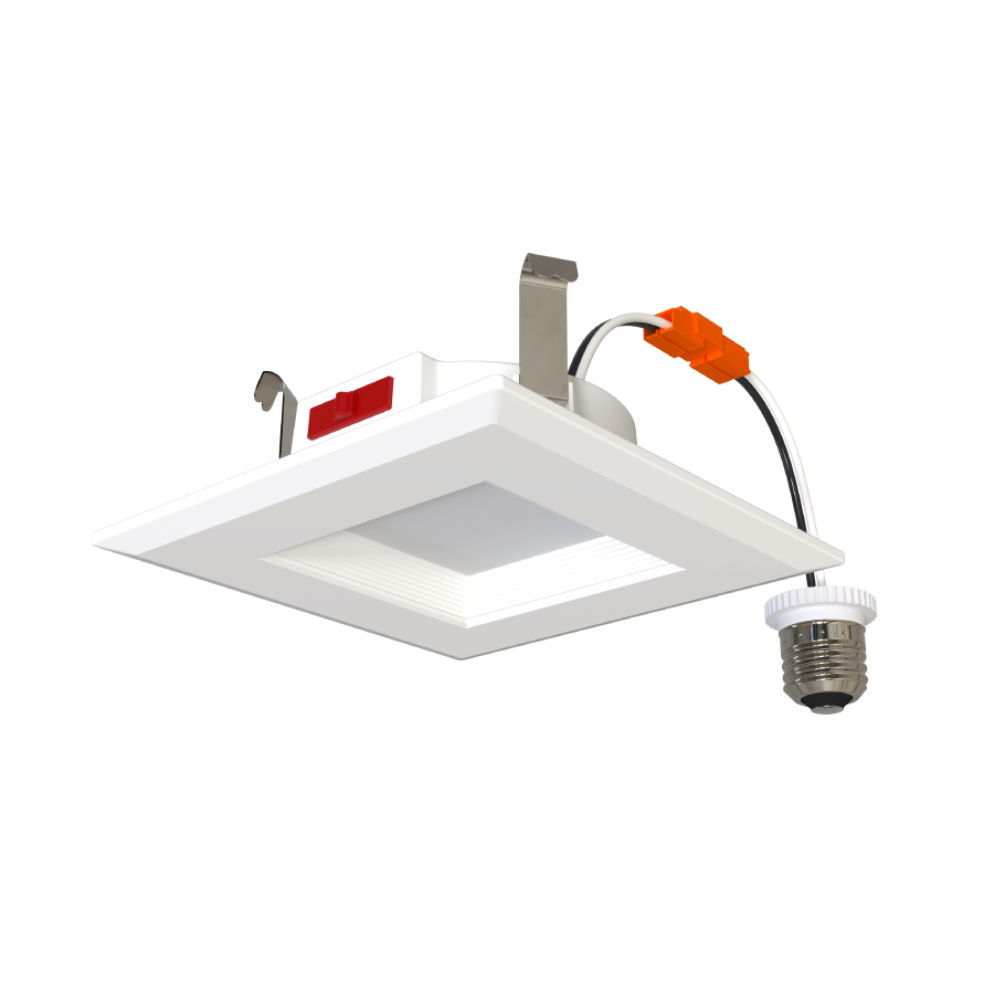 RAB R34S-4B 4" Square Retrofit Downlight - 624-683 Lumens - 7W - 120V - 5CCT Selectable - Baffle Trim - White