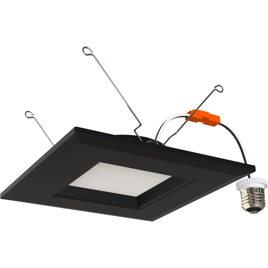 RAB R34S-6-B 6" Square Retrofit Downlight - 947-1009 Lumens - 9W - 120V - 5CCT Selectable - Smooth Trim - Black