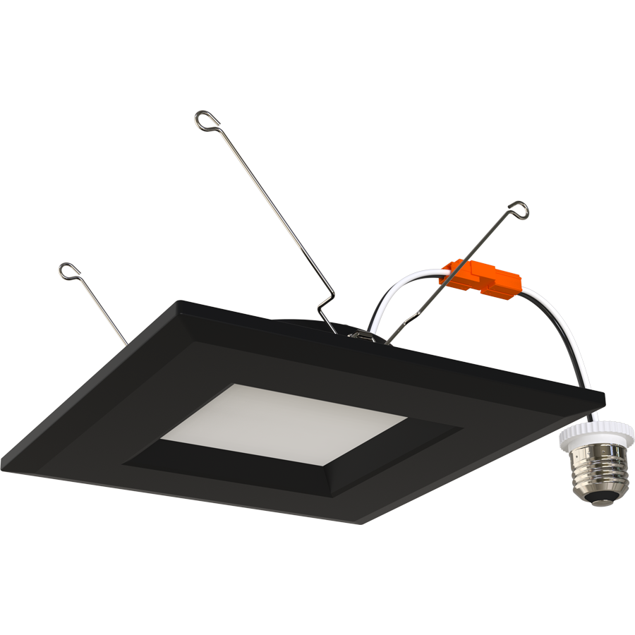 RAB R34S-6B-B 6" Square Retrofit Downlight - 927-985 Lumens - 9W - 120V - 5CCT Selectable - Baffle Trim - Black