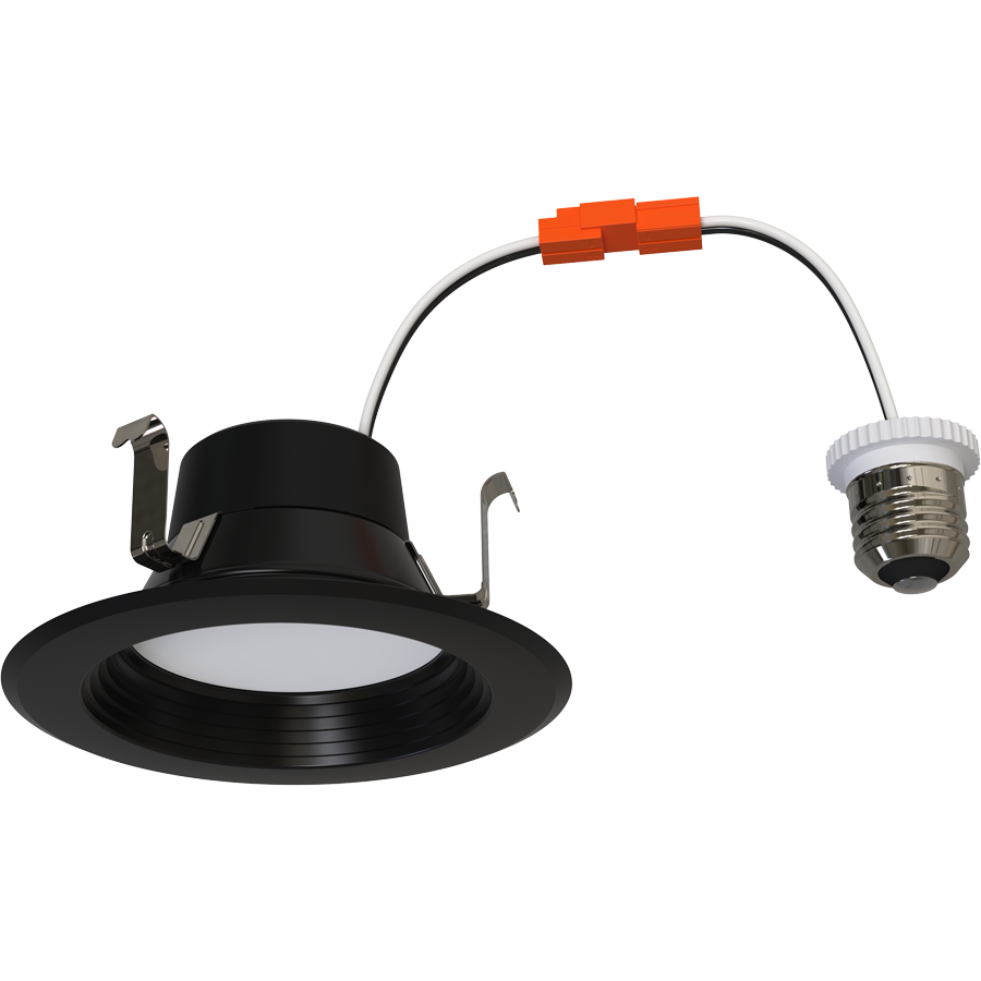 RAB R34X-4B-B 4" Retrofit Downlight - 516-728 Lumens - 120V - Flux and CCT Selectable - Baffle Trim - Black
