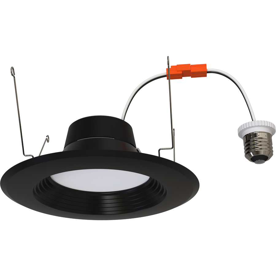 RAB R34X-6B-B 6" Retrofit Downlight - 775-1381 Lumens - 120V - Flux and CCT Selectable - Baffle Trim - Black