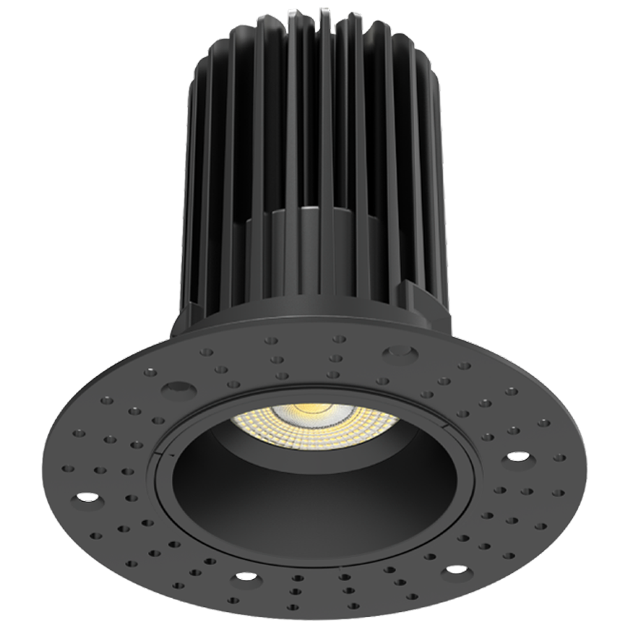 RAB R3TLB 3in Trimless Recessed Light – 15W – 1250 Lumens – 2700K–5000K – 120V – Round – Smooth Trim – Black Finish – 90+ CRI