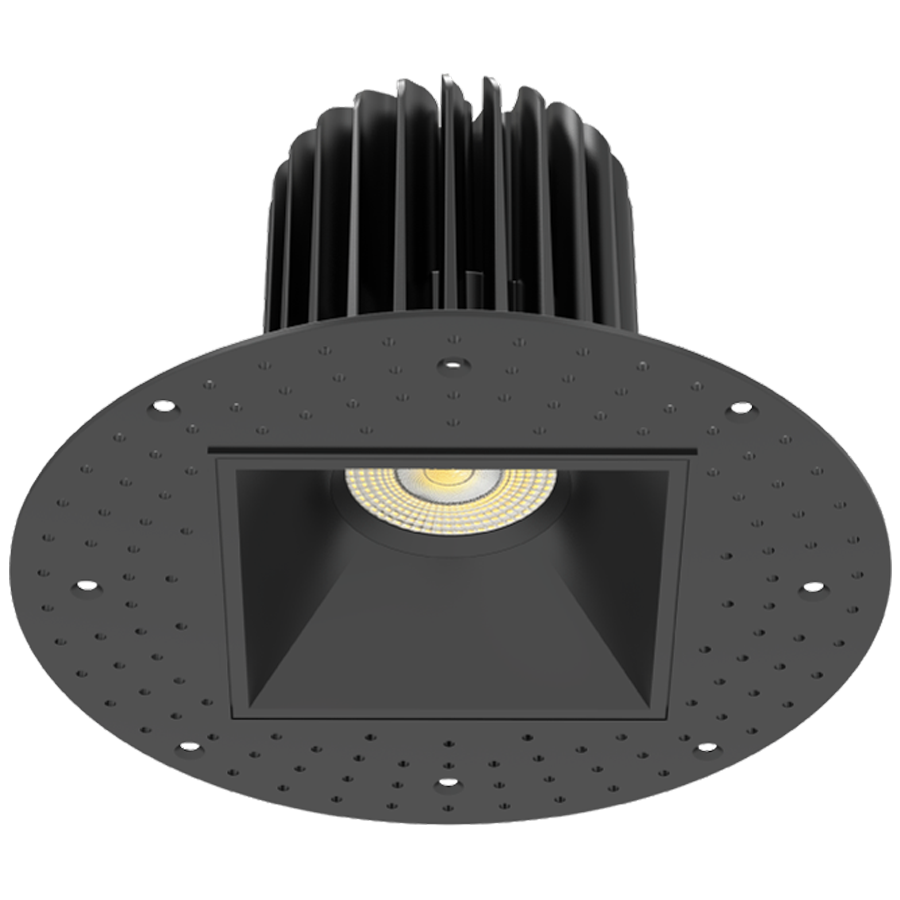 RAB R4STLB 4in Trimless Recessed Light – 20W – 1900 Lumens – 2700K–5000K – 120V – Square – Smooth Trim – Black Finish – 90+ CRI