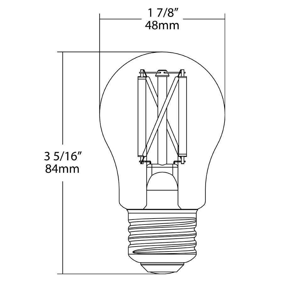 RAB A15-5-E26-927-F-F A15 Filament LED Bulb - 450 Lumens - 5W - 40W Equivalent - E26 Base - 2700K - Frosted Glass