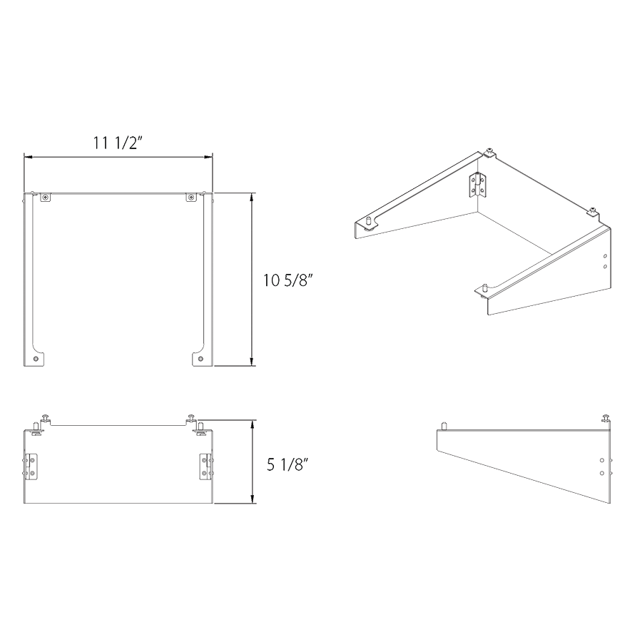 Dimension drawing of the RAB A22-150/200HS A22 House Side Shield for A22 150W and 200W LED Area Lights – Bronze Finishshowing fixture dimensions and mounting measurements.