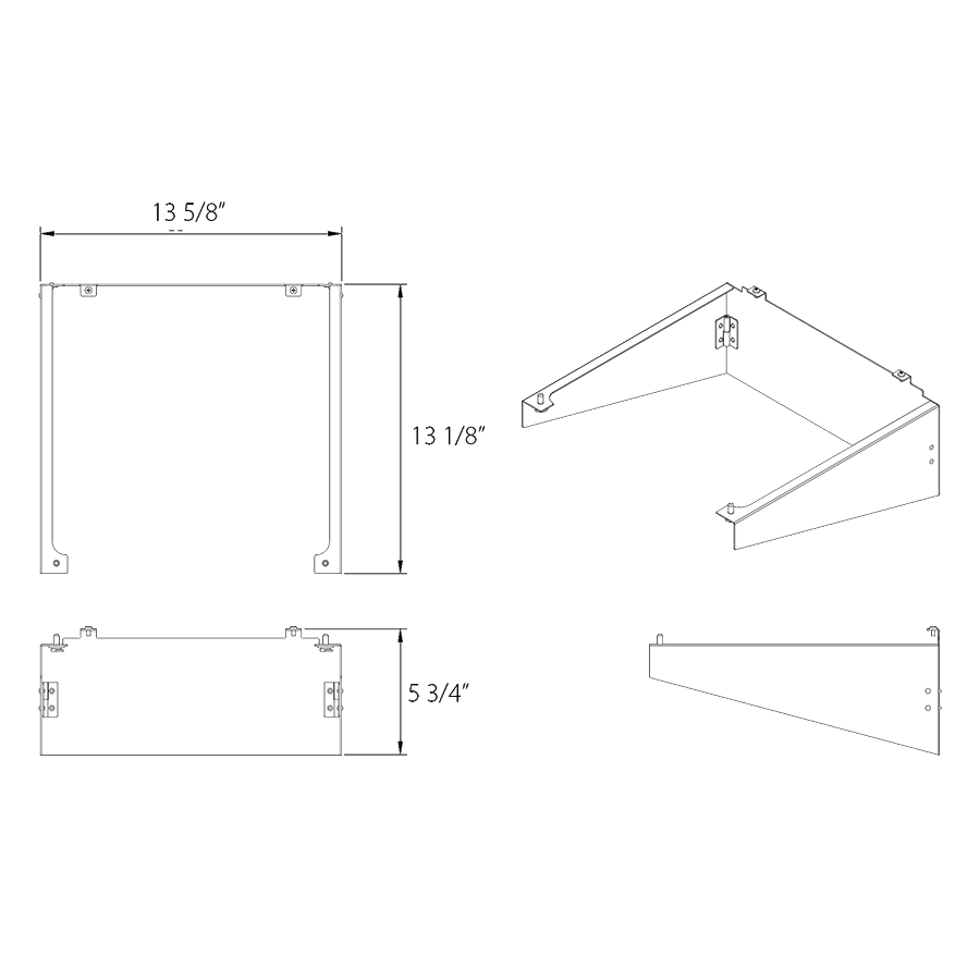 Dimension drawing of the RAB A22-320HSB A22 House Side Shield – For A22 320W LED Area Lights – Black Finishshowing fixture dimensions and mounting measurements.
