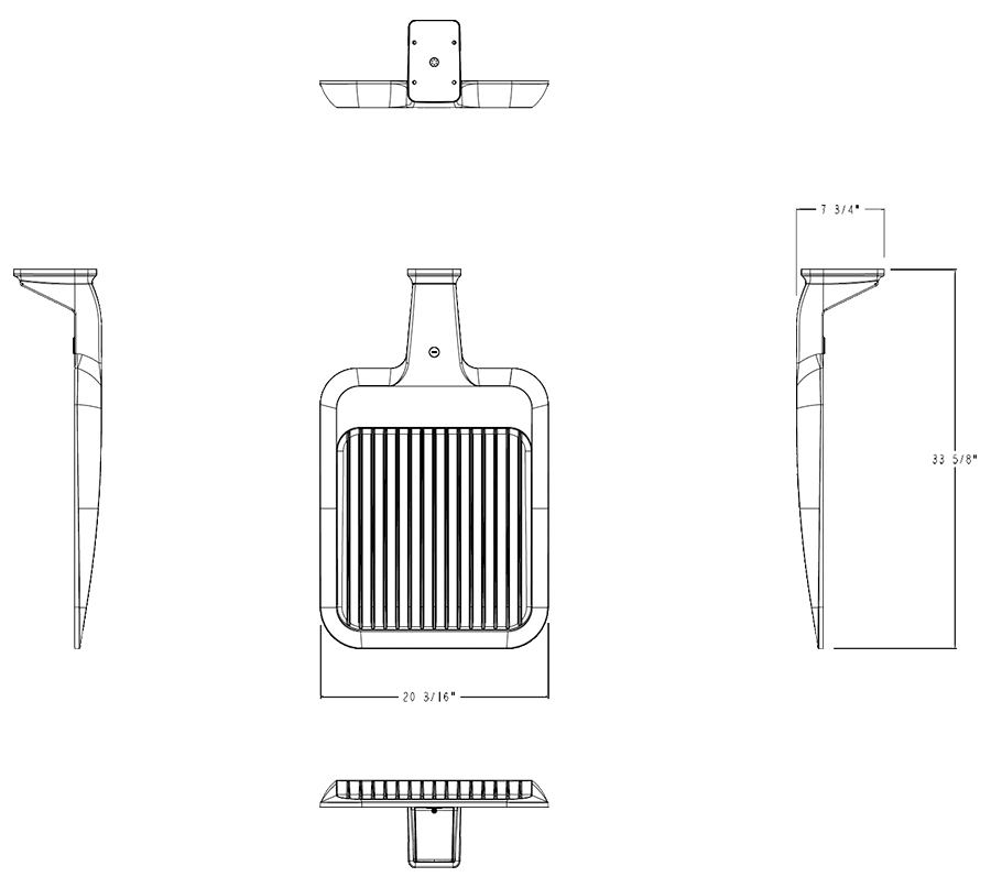 RAB A34T3LWM/PIR Type III LED Area Light – Selectable 150W/200W/250W – Selectable 3000K/4000K/5000K – 23969-39793 Lumens – 120-277V – Wall Mount – PIR Occupancy Sensor – Bronze Finish