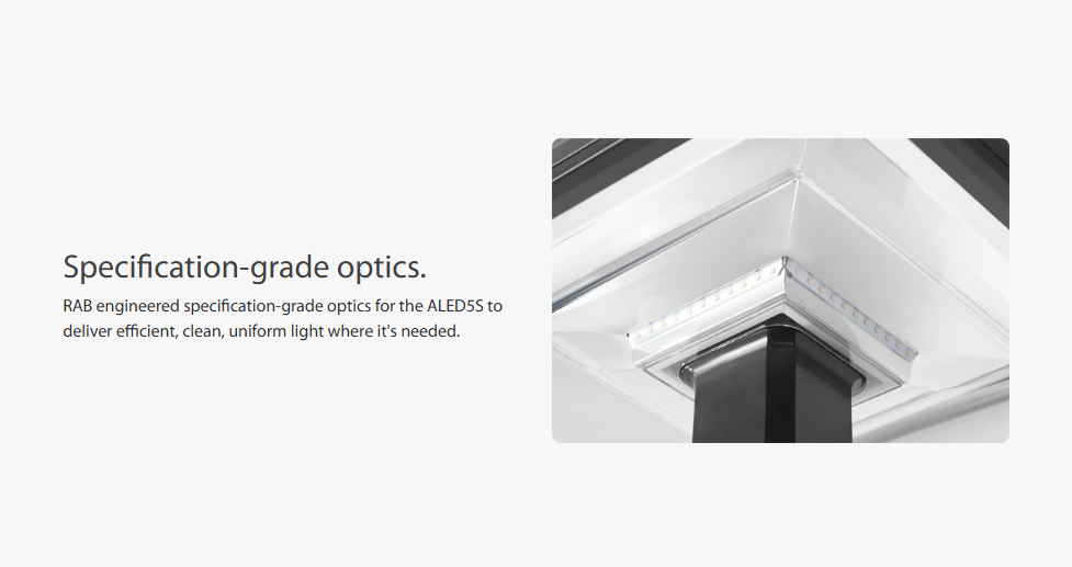 RAB ALED5S78N/D10 ALED Square LED Post Top Area Light – 78W – 4000K – Type V Distribution – 9587 Lumens – 0-10V Dimming  – 120-277V – Bronze Finish
