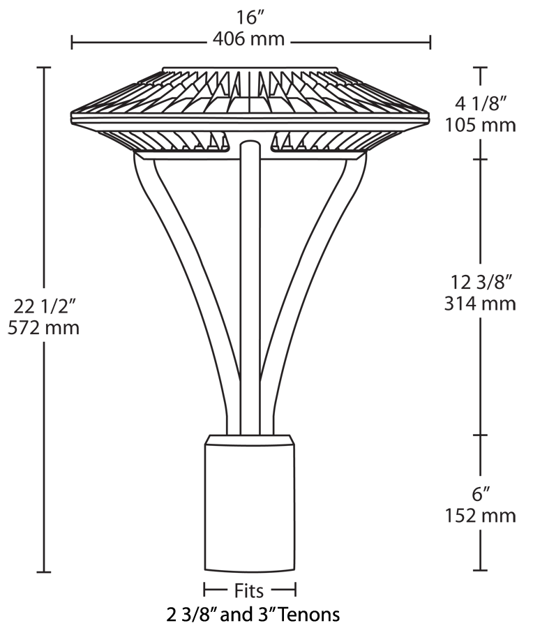 RAB ALED5T52/PCT LED Post Top Area Light – 52W – 5000K – Type V Distribution – 6567 Lumens – 120-277V – Clear Lens – Photocell – Bronze Finish