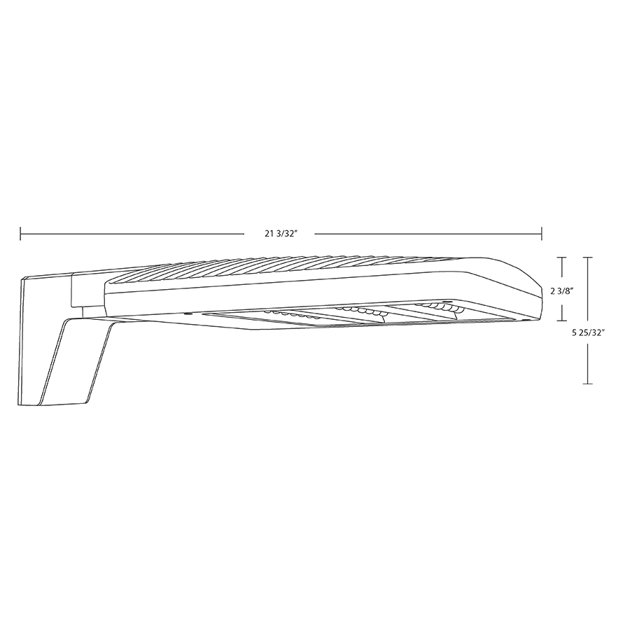 Dimension drawing of the RAB ALEDS3TB/WS2 ALEDS Type II LED Area Light – 40W-80W Selectable – 5000K – 5812-10917 Lumens – 120-277V – Pole Mount – WattStopper Sensor with 20ft Lens– Black Finishshowing fixture dimensions and mounting measurements.
