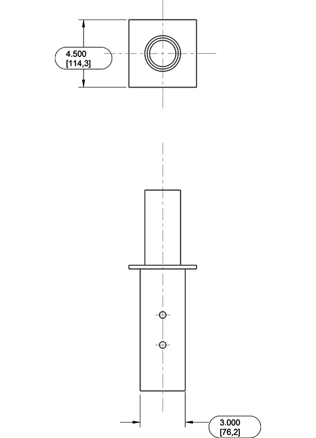 RAB BAD4 Pole Top Tenon Adapter – 2-3/8 In Tenon to 4 In Square Pole – Includes Hardware