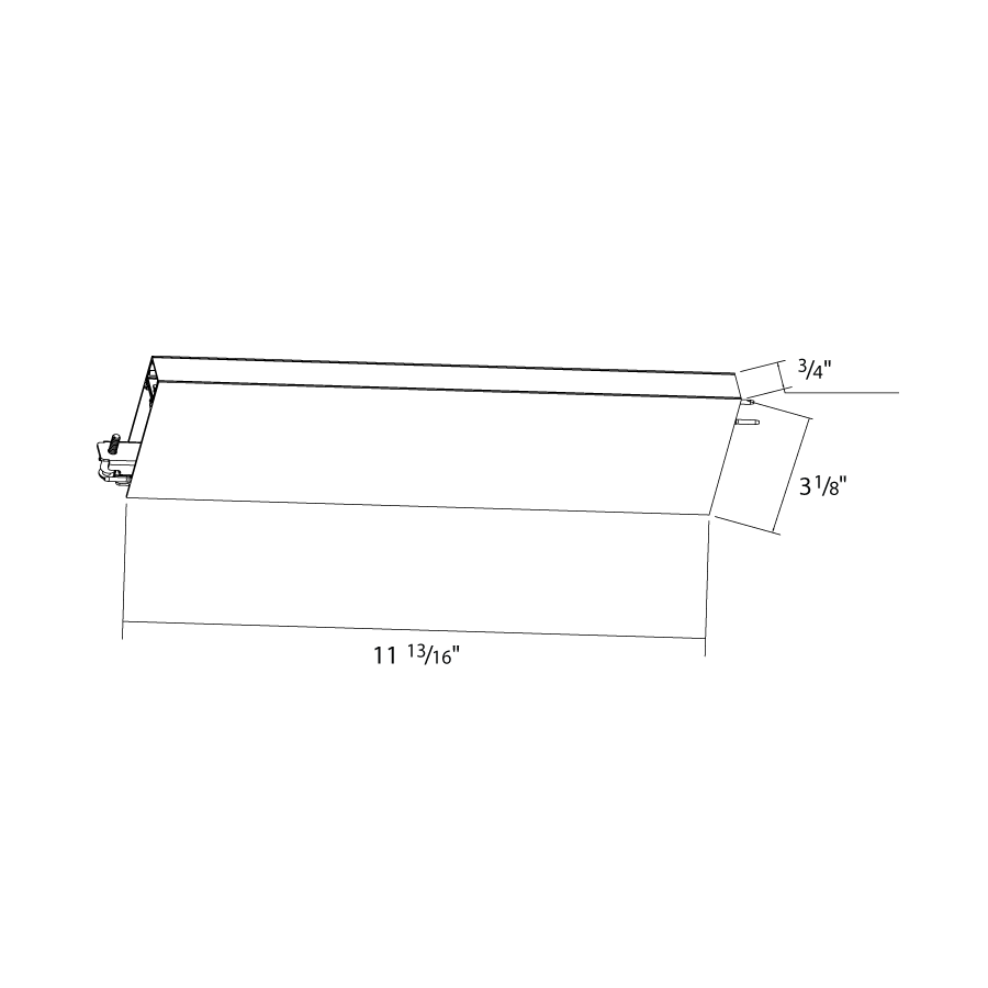 Dimension drawing of the RAB BOAE-S/B BOA EDGE 1ft Connector Module for Downlight Configurations – Black Finishshowing fixture dimensions and mounting measurements.