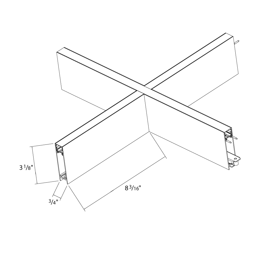 Dimension drawing of the RAB BOAE-X/S BOA EDGE X Connector Module for Downlight Configurations – Silver Finishshowing fixture dimensions and mounting measurements.