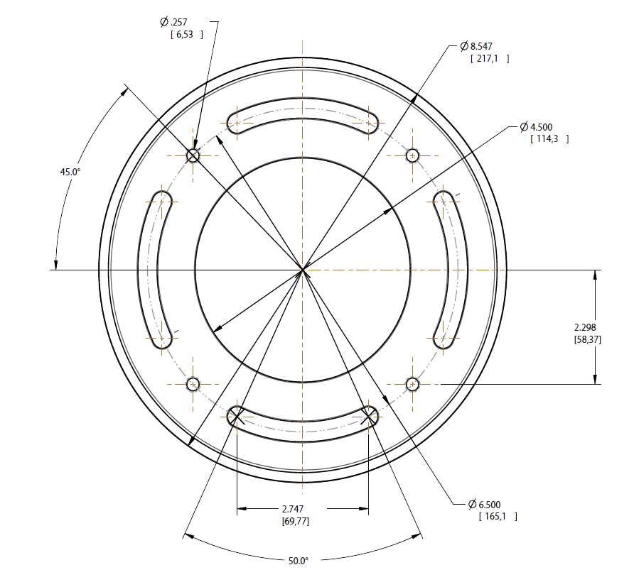 Dimension drawing of the RAB BOLBASE24W RETRO 24W Bollard Retrofit Base Kit – Includes Bolts & Screws – White Finishshowing fixture dimensions and mounting measurements.