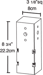 Dimension drawing of the RAB BTA4 Universal 4-Fixture Tenon Adapter – For ALED & ALED X-Large Series – Bronze Finishshowing fixture dimensions and mounting measurements.